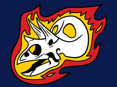 Flaming Torosaurus skull