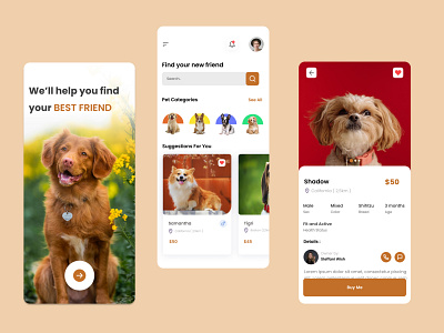 Dog Store App Concept Design (Pet Store) agency app design design dogs graphic design illustration pet store ui ux