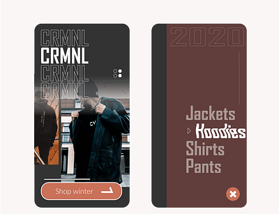 CRMNL streetwear app branding mobile mobile ui ui web