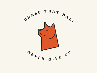 Chase That Ball badge design dog flat graphic design illustration logo shiba inu