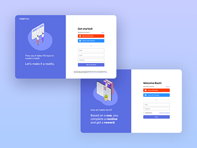 Habitual - Habit Tracker | Daily UI Challenge 001 (Sign up) dailyui design log in sign up ui ux