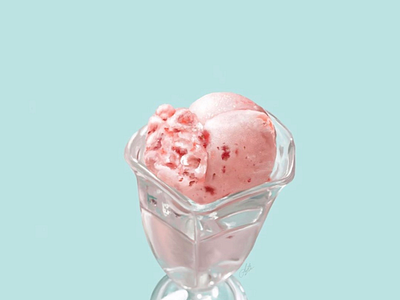 Strawberry Icecream 🍓🍦 50s digitalart diner icecream procreate strawberry teal