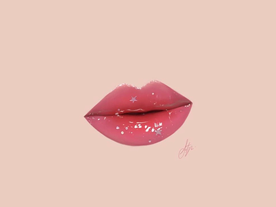 Star Gloss ⭐️ digitalart lipgloss lips pink procreate realistic stars