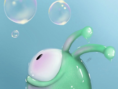 Bubble Alien👽🧼 alien bubbles digitalart green procreate