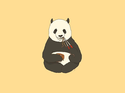 Panda noodles 🐼🍜 cute digitalart panda procreate ramen yellow