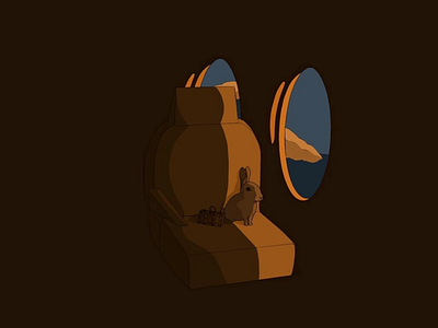 Traveling Rabbit airplane brown cute digitalart procreate rabbit travel