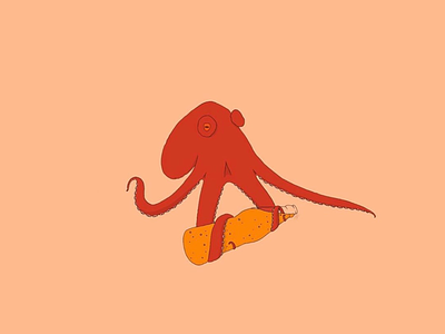 Octopus and Fanta digitalart fanta octopus orange procreate red soda