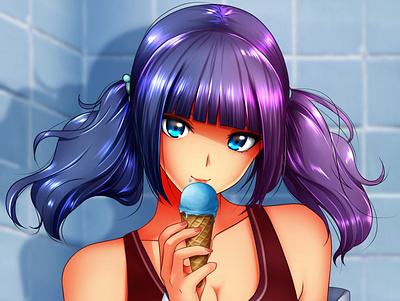 Mim's Ice Cream anime characterdesign cute girl girl icecream swimsuit swimwear