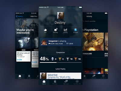Playstation® App Redesign: game screen app companion mobile playstation