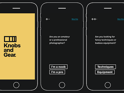 Knobs and Gear: onboarding app ios onboarding photography