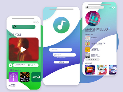 Music App app app design illustration marshmello music ui ux xd