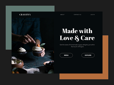 Landing Page for an online bakery adobexd bakery black daily 100 challenge dailyui dark design004 food minimal ui ui design user interface web website design