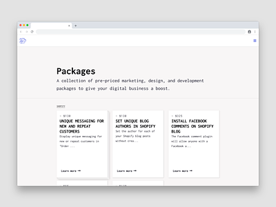 Packages ecommence portfolio web deisgn website