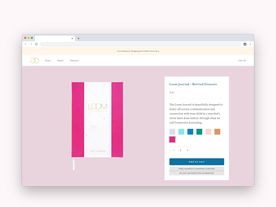 Loom Journals Product Pages branding ecommerce web design web development website