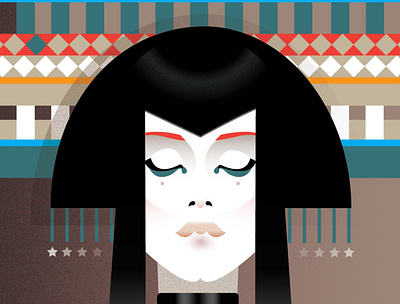 Part of an illustration of a mysterious geisha art asian draw flat illustration minimal people vector woman