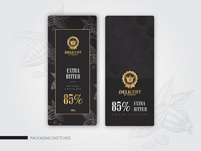 Packaging sketches for extra bitter chocolate branding cacao chocolate design package package design packaging vector