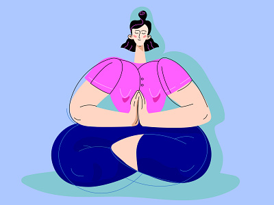 Blue meditation body branding cartoon cute design draw flat flex girl grain illustration logo meditation minimal sport vector woman yoga