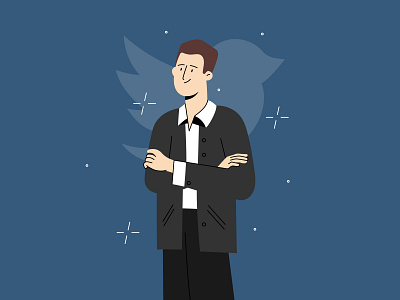 Jack Dorsey flat illustration for app