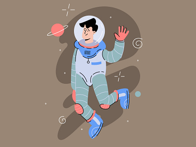 Flat cute astronaut illustration for the mobile app app astro branding design draw illustration logo minimal mobile app space ui ux vector