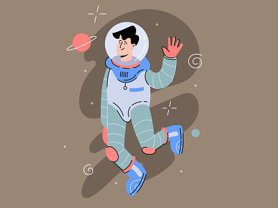 Flat cute astronaut illustration for the mobile app