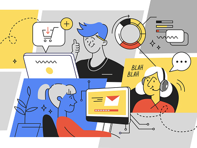 Vector flat illustration for Yandex platform