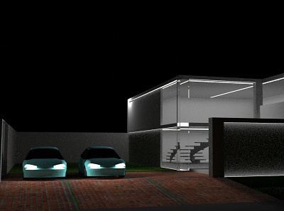 House 3d branding car environment house