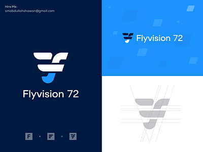 Flyvision 72 Logo Design brand branding brandmark clean color design gradient identity letter logo logo design logo designer logo mark logodesign logos logotype mark monogram symbol thefalcon