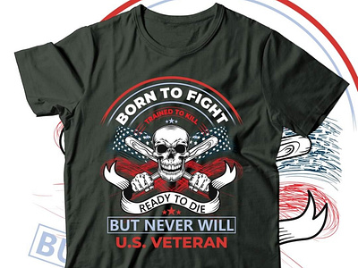 BORN TO FIGHT T SHIRT DESIGN WITH SKULL