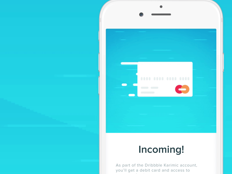 Incoming! card clouds credit debit flying gif mastercard mobile onboarding speed