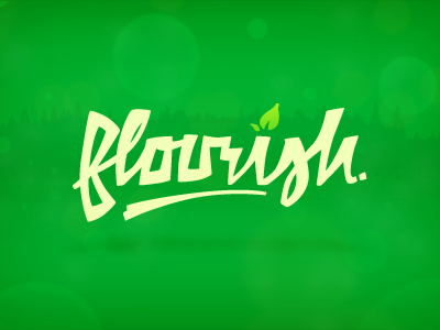 Flourish green leaf logo logotype script