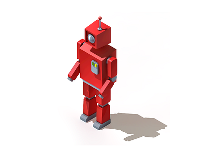 Ai cinema4d icon isometric red render robot