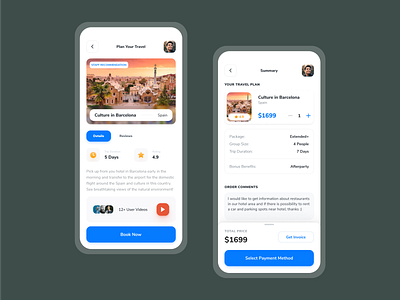 Travel App - Concept app card cart design drop interface minimalistic mobile responsive shadow shopping system travel ui user