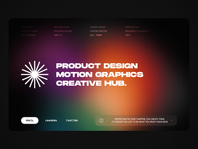 Product Design & Motion Graphics Hub - Web Concept