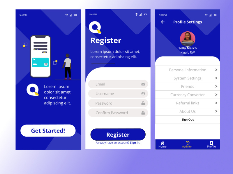 Sign up screens for a simple app by Ndipowa Titsa'a on Dribbble