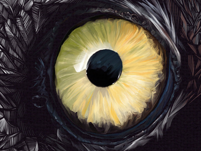 Owl Eye detail digital art drawing eye illustration iris owl pupil reflection yellow