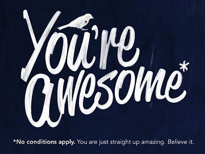 You're Awesome* awesome bird conditions handdrawn lettering positive quote type typography