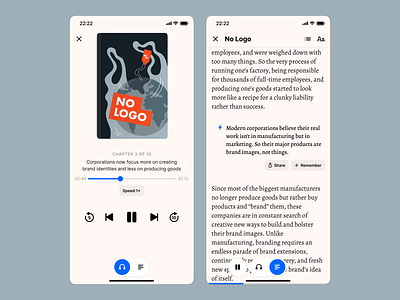 Read or listen app audio books colors cover dark mode design illustration listen mobile product design read summary switcher text toggle ui ux
