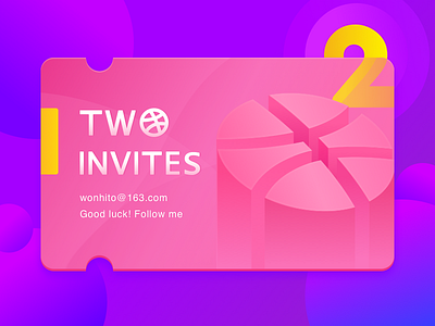 2 Dribbble Invites by Hito 3d card dribbble giving invites voucher