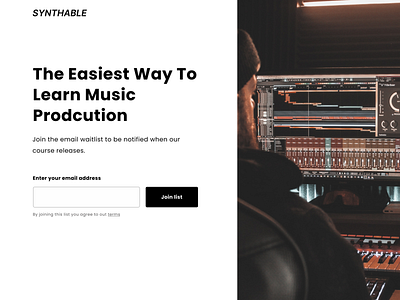 Landing page for Music Production color design landing page typography ui ux