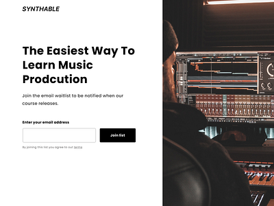 Landing page for Music Production