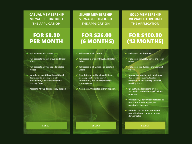 pricing table for membership graphic design pricing table