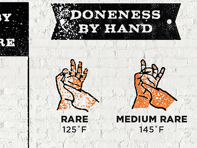 Doneness By Hand brick flag hands icon infographic stamp