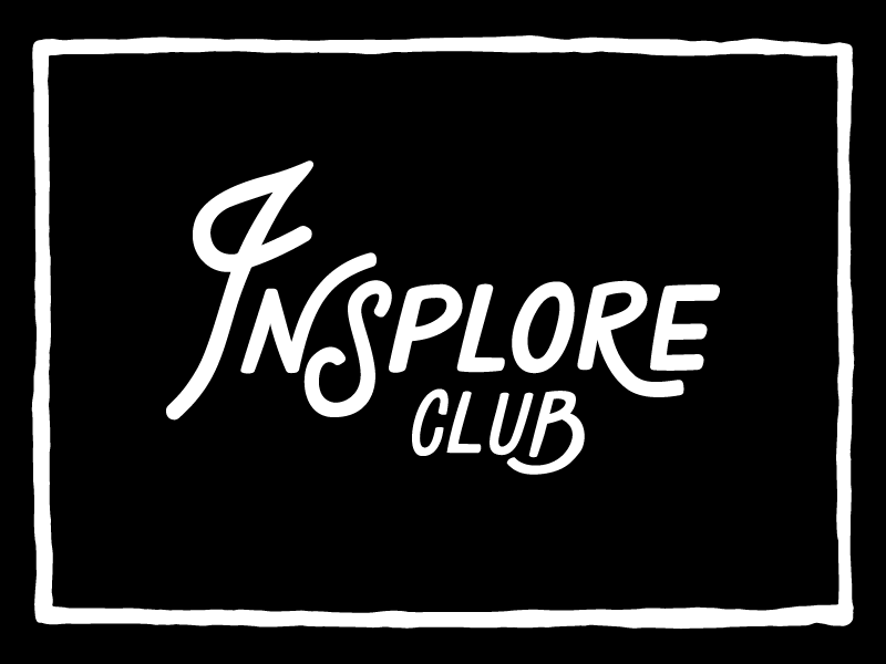 Insplore Club hand lettering typography identity branding logo
