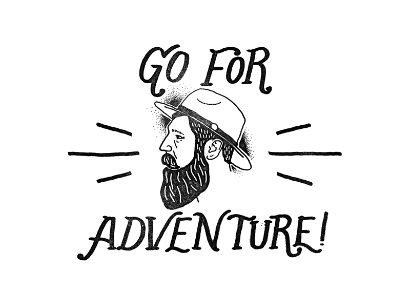 Go For Adventure fake vintage stamp hand lettering shirt beard supply adventure beard