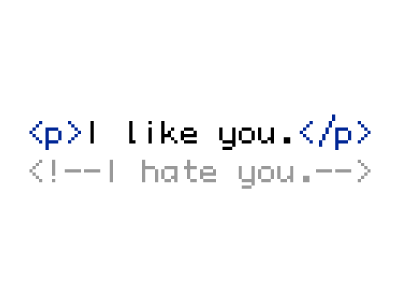 Passive Agressive comment html joke p