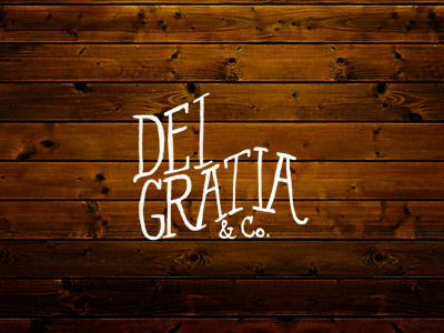 Dei Gratia dei gratia hand drawn logo wood
