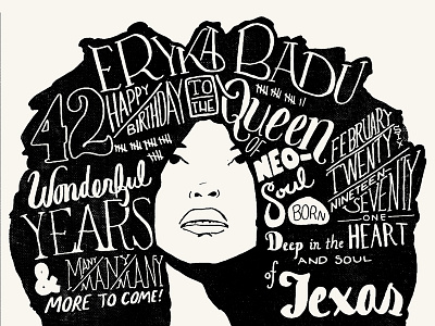 Happy Birthday Erykah Badu erykah badu hand drawn paper pen typography