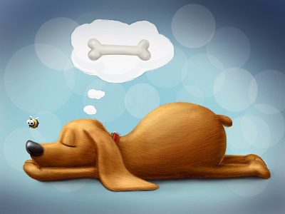 Sleeping dog bee bone dog illustration photoshop sleep