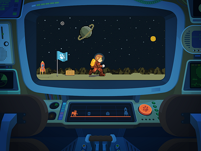 "Leo in Space" promo campaign illustration campaign elearning english game illustration lingualeo mascot space spaceship startup