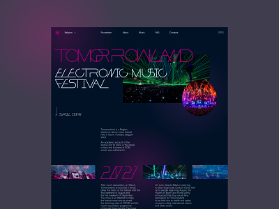 Tomorrowland Electronic Music Festival - website concept bright concept figma flashes music festival tomorroland ui ux website